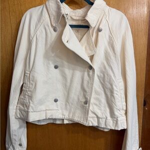 Universal Thread Off-White Double-Breasted Cotton Pea Coat